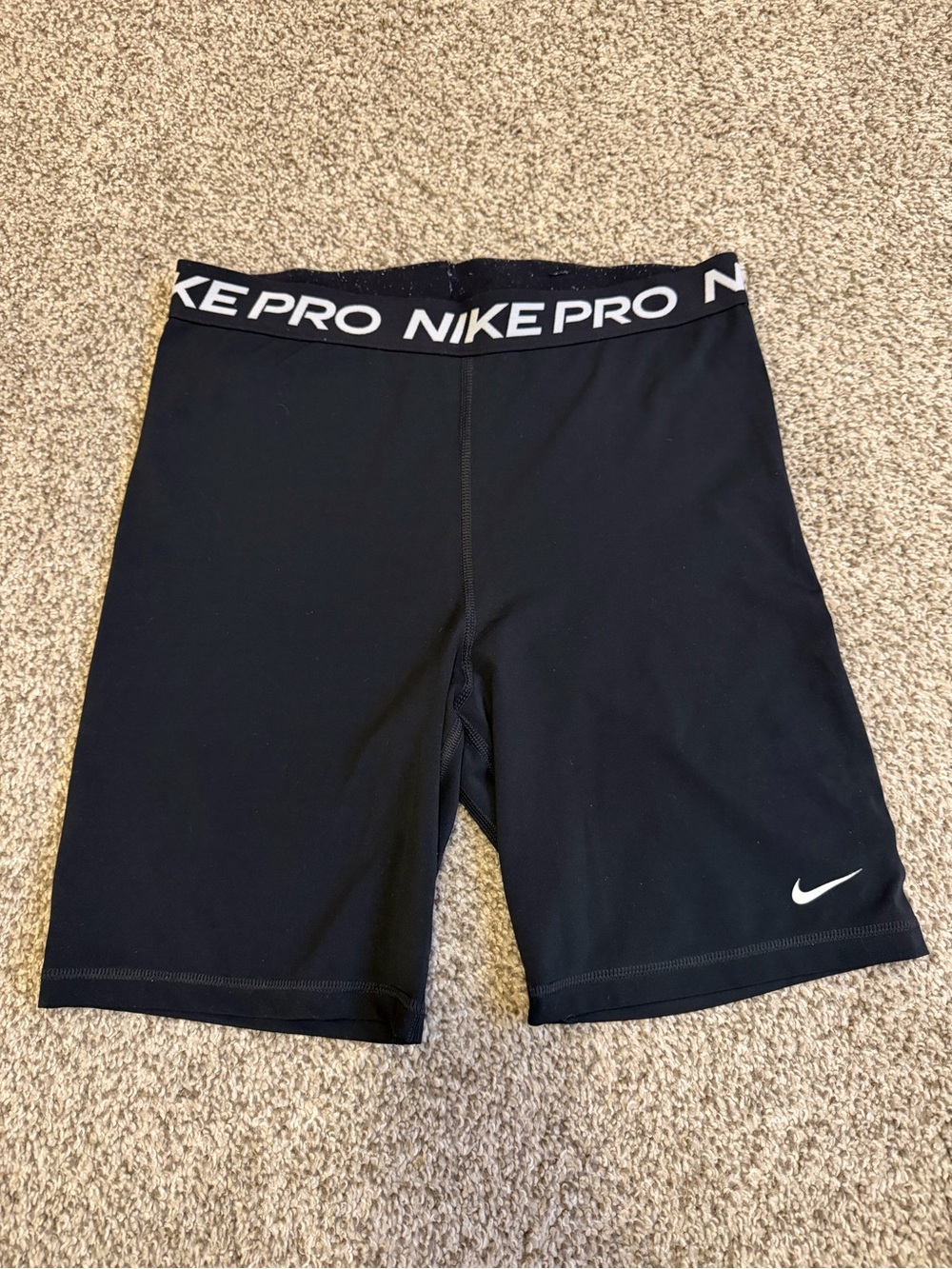 Nike Black Pro Compression Bike Shorts with White Swoosh
